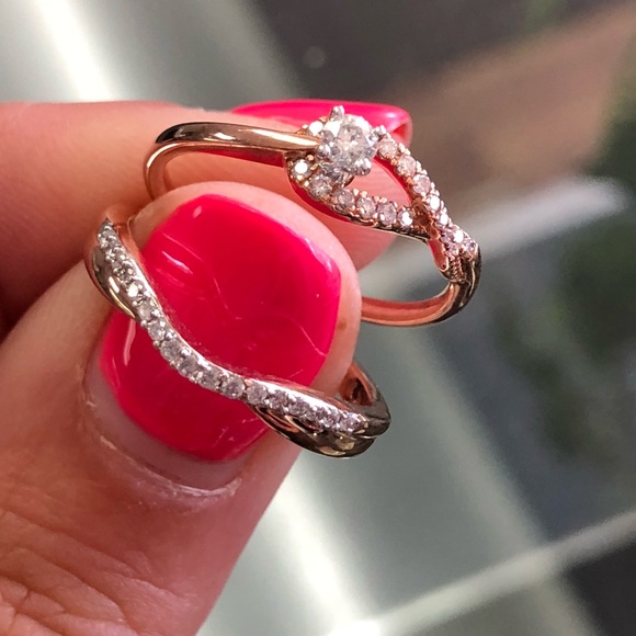 14k Rose Gold Diamond Wedding Set Jared 3/4ct - Picture 5 of 8